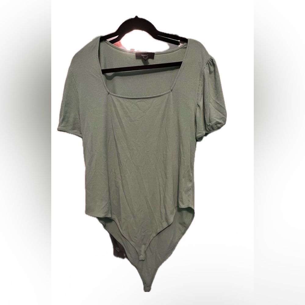 Forever 21 Sage Ribbed Bodysuit